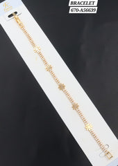 Elegant Gold-Finish Double-Row Crystal Flower Bracelet