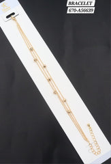 Elegant Gold-Finish Double-Row Crystal Flower Bracelet