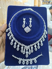 Stunning Silver-Finish Full Jewelry Set