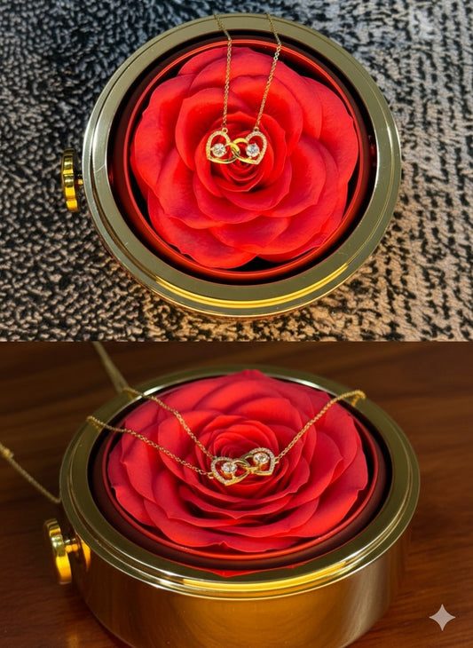 Luxury Preserved Rose Gift Box with Heart Necklace – Perfect Romantic Gift