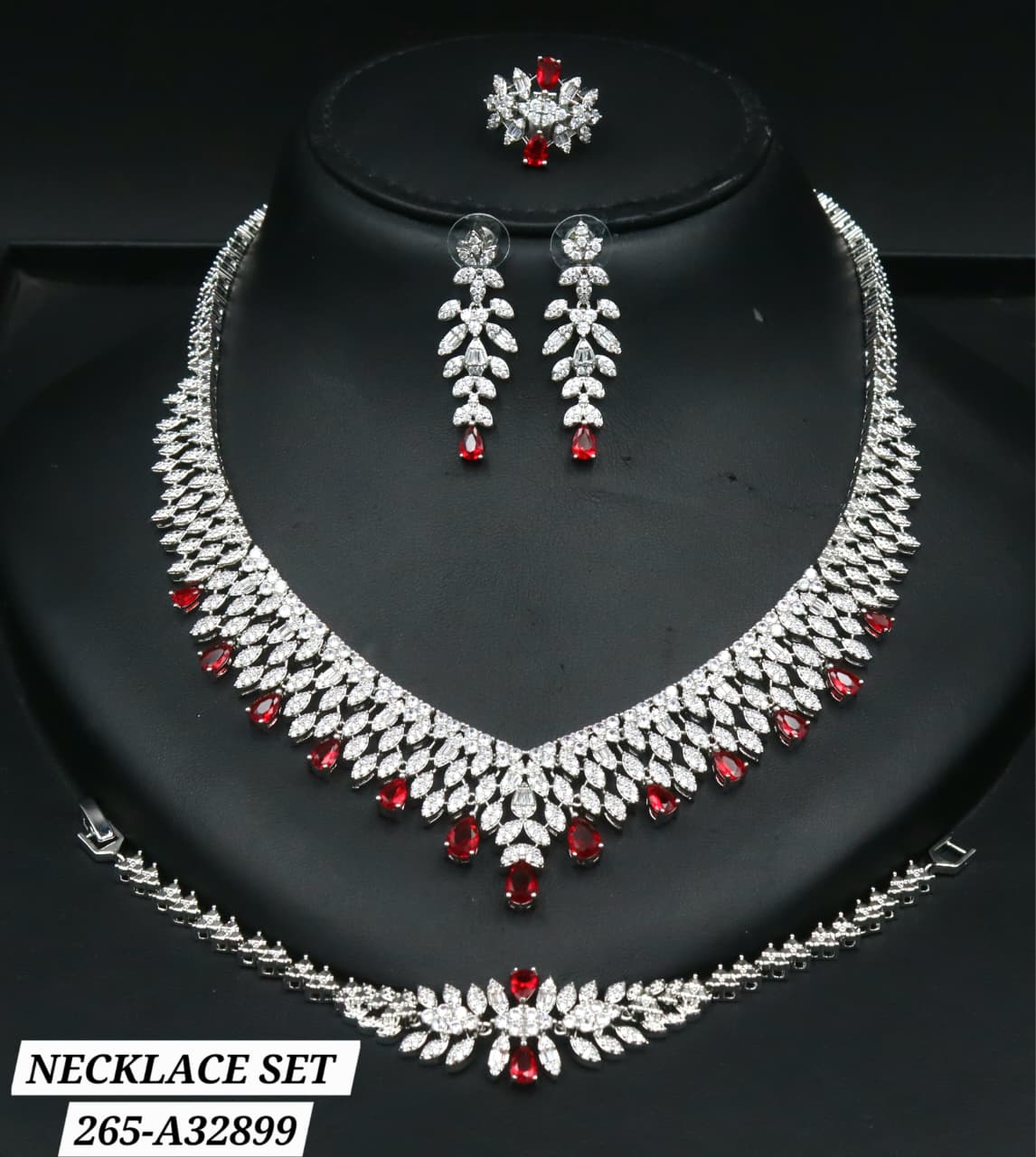 egal Ruby & Diamond-Style Wedding Jewelry Set